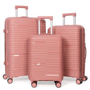 3-Piece Expandable Polypropylene Luggage Set – Unbreakable luggage, 360° Spinner Wheels (28", 24", 20") sizes