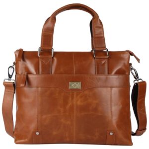 Premium 100% Cow Leather Laptop Bag â Unisex Messenger Bag, Perfect for Business & Travel, Fits 14-Inch Laptop with Adjustable Shoulder Strap