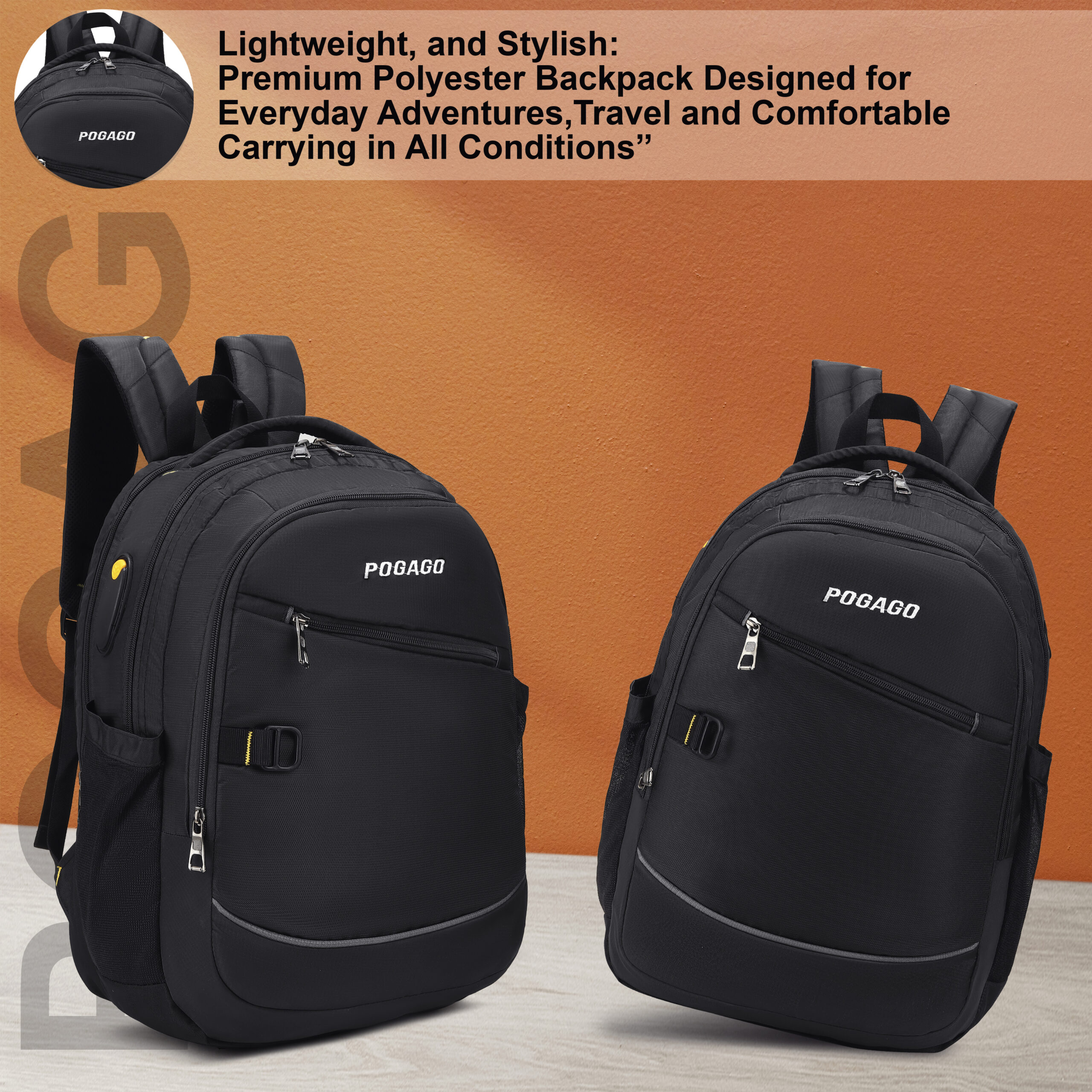 Wooden table product backdrop, orange wall design